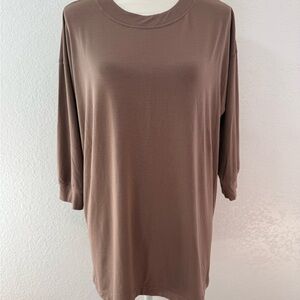 ATHLETA  Women's brown knit long sleeve crew neck T-shirt zs M